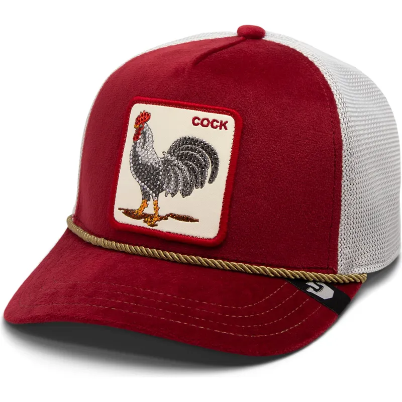 czapka-trucker-czerwono-biala-kogut-cock-garnet-rooster-the-farm-jewel-tones-od-goorin-bros