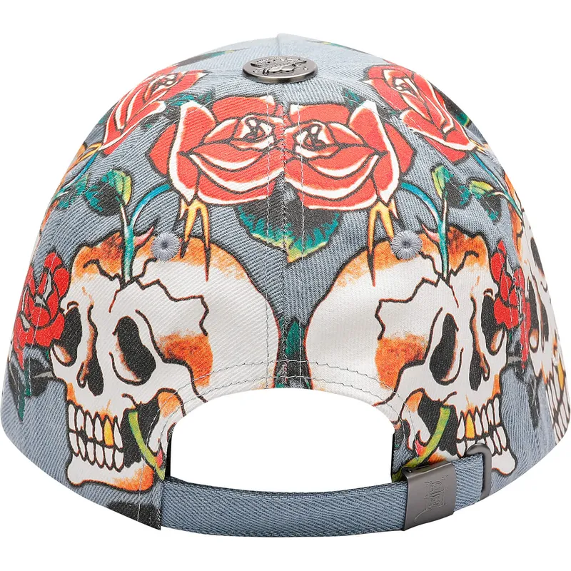 niebieska-regulowana-czapka-z-daszkiem-skull-rose-denim-od-ed-hardy