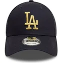 new-era-curved-brim-golden-logo-9forty-metallic-los-angeles-dodgers-mlb-navy-blue-adjustable-cap