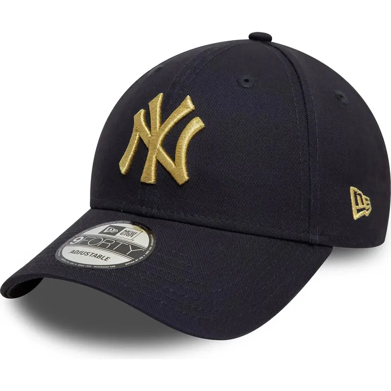 granatowa-zakrzywiona-czapka-regulowana-ze-zlotym-logo-9forty-metallic-new-york-yankees-mlb-new-era