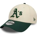 bezowo-zielona-czapka-z-daszkiem-regulowana-9forty-colour-block-oakland-athletics-mlb-od-new-era