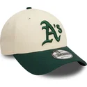 bezowo-zielona-czapka-z-zakrzywionym-daszkiem-9forty-colour-block-oakland-athletics-mlb-od-new-era-regulowana