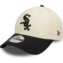 regulowana-czapka-z-daszkiem-bezowo-czarna-9forty-colour-block-chicago-white-sox-mlb-od-new-era