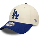 bezowo-niebieska-regulowana-czapka-z-daszkiem-9forty-colour-block-los-angeles-dodgers-mlb-new-era