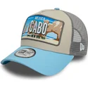 new-era-9forty-a-frame-license-plate-cities-and-beaches-cabo-beige-and-blue-trucker-hat