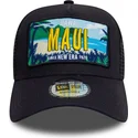 new-era-9forty-a-frame-license-plate-cities-and-beaches-maui-navy-blue-trucker-hat