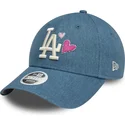 niebieska-regulowana-czapka-z-zakrzywionym-daszkiem-dla-kobiet-9forty-denim-icon-heart-los-angeles-dodgers-mlb-new-era