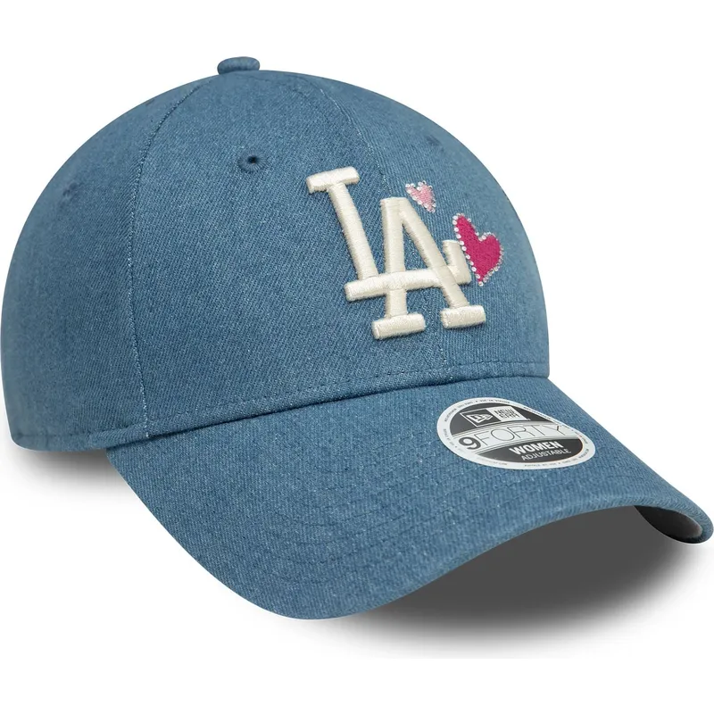 niebieska-regulowana-czapka-z-zakrzywionym-daszkiem-dla-kobiet-9forty-denim-icon-heart-los-angeles-dodgers-mlb-new-era
