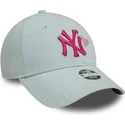 new-era-curved-brim-women-pink-logo-9forty-denim-icon-heart-new-york-yankees-mlb-light-blue-adjustable-cap