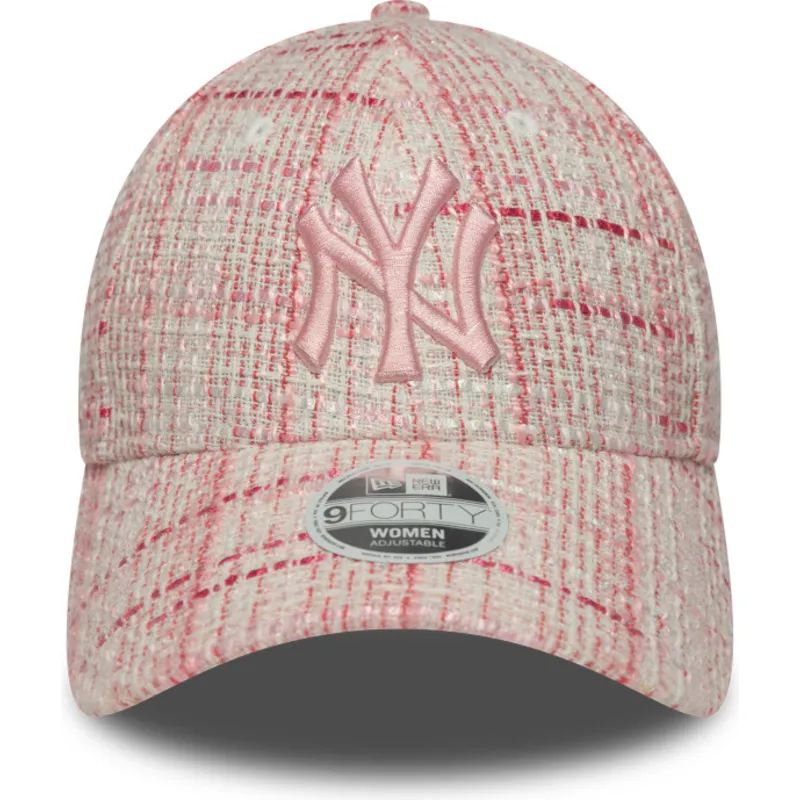 rozowa-regulowana-czapka-z-daszkiem-dla-kobiet-z-rozowym-logo-9forty-tweed-new-york-yankees-mlb-new-era