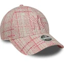 new-era-curved-brim-women-pink-logo-9forty-tweed-new-york-yankees-mlb-pink-adjustable-cap