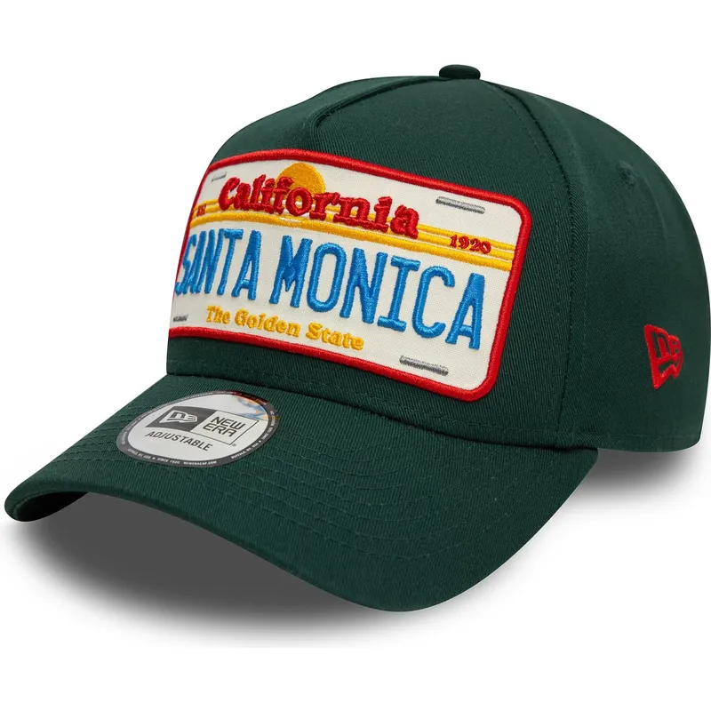 zielona-czapka-z-zakrzywionym-daszkiem-snapback-9forty-a-frame-license-plate-santa-monica-miasta-i-plaze-new-era