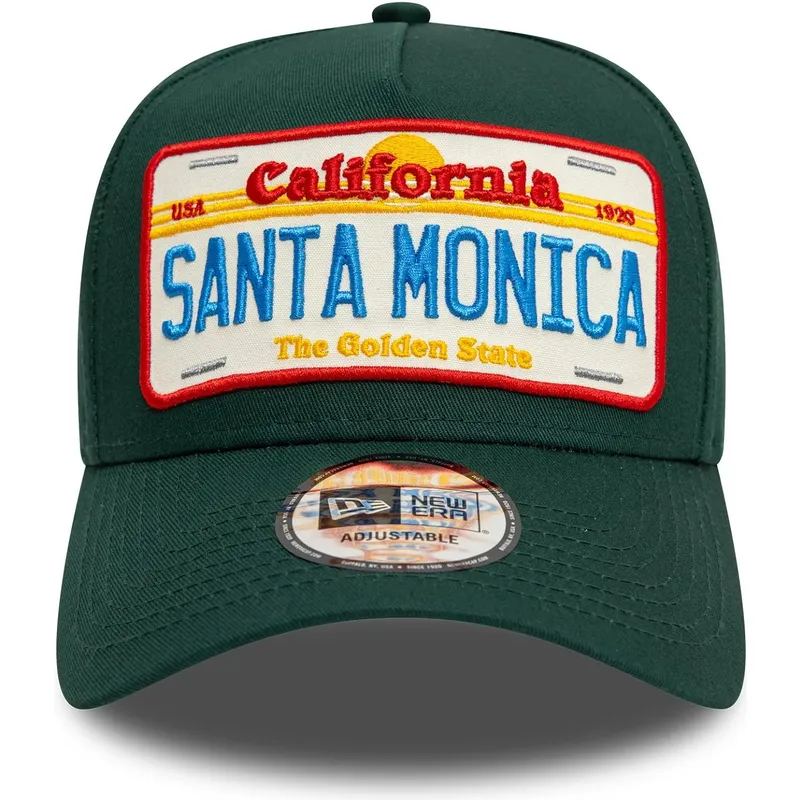 zielona-czapka-z-zakrzywionym-daszkiem-snapback-9forty-a-frame-license-plate-santa-monica-miasta-i-plaze-new-era