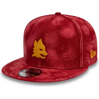 Czerwona płaska czapka snapback 9FIFTY Tie Dye Associazione Sportiva Roma Serie A New Era