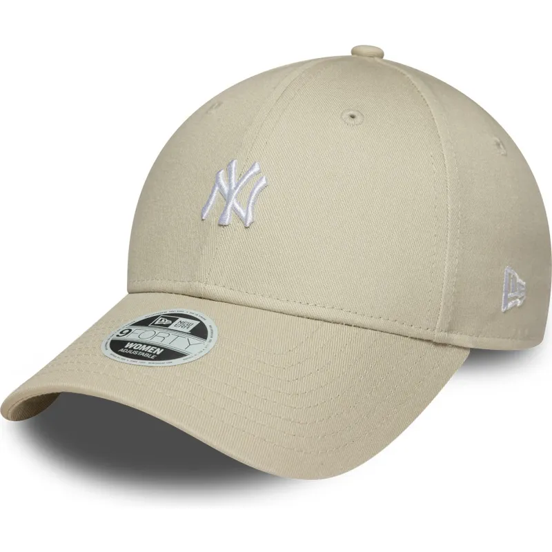 bezowa-regulowana-czapka-z-zakrzywionym-daszkiem-dla-kobiet-9forty-mini-logo-new-york-yankees-mlb-new-era