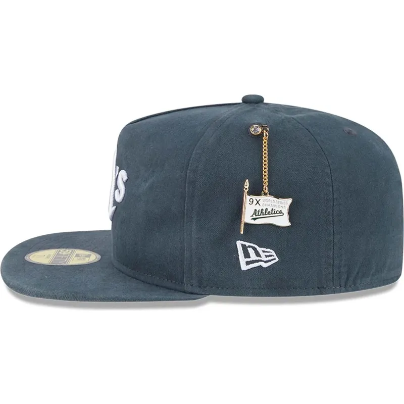 zielona-dopasowana-czapka-z-plaskim-daszkiem-59fifty-a-frame-championship-side-flag-oakland-athletics-mlb-new-era