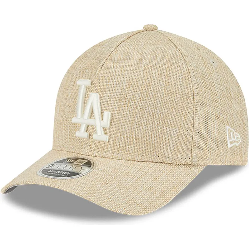 bezowa-czapka-z-zakrzywionym-daszkiem-snapback-9forty-m-crown-a-frame-cotton-weave-los-angeles-dodgers-mlb-od-new-era
