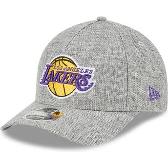 Snapback 9FORTY M-Crown A Frame z szarego bawełnianego splotu Los Angeles Lakers NBA od New Era