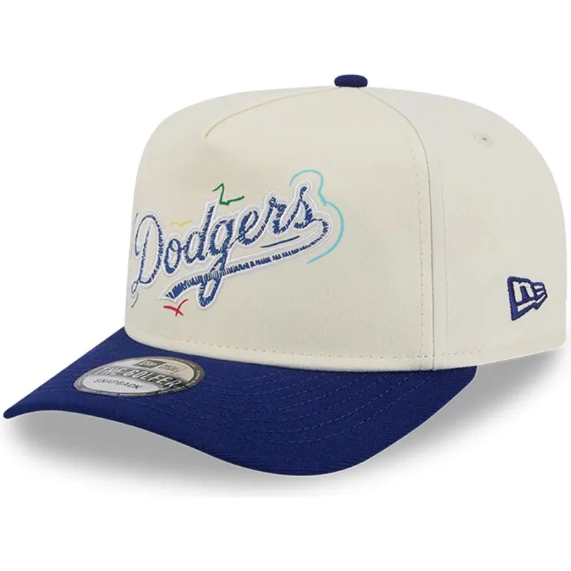 biala-i-niebieska-zakrzywiona-czapka-snapback-golfer-team-scribble-los-angeles-dodgers-mlb-new-era