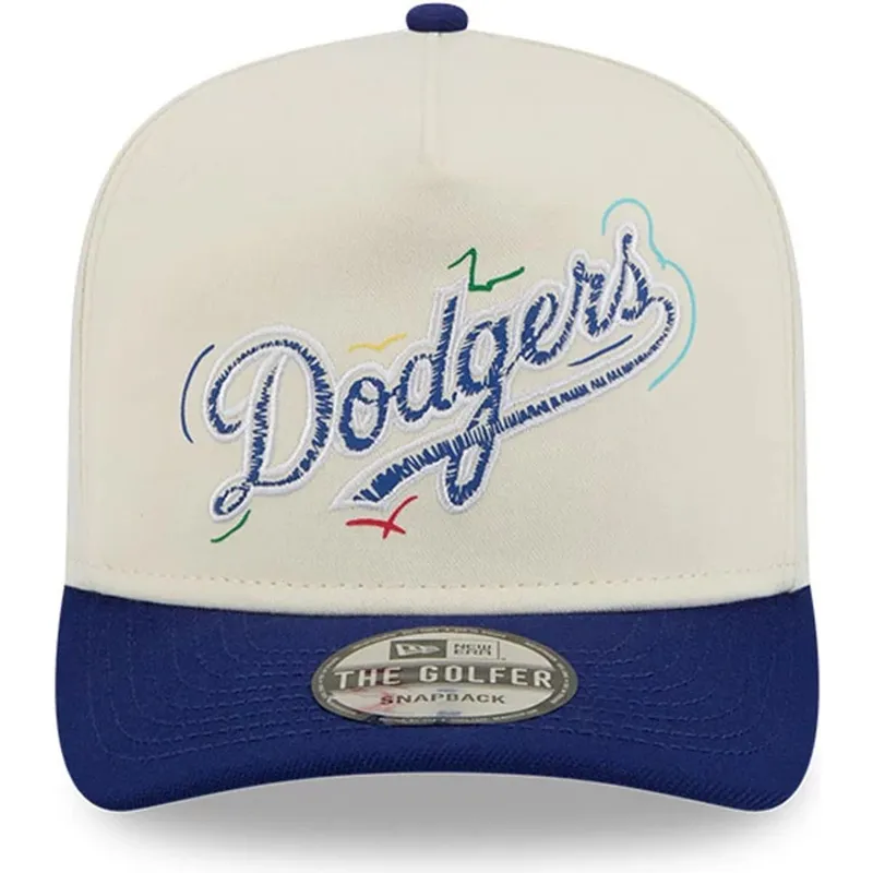 biala-i-niebieska-zakrzywiona-czapka-snapback-golfer-team-scribble-los-angeles-dodgers-mlb-new-era