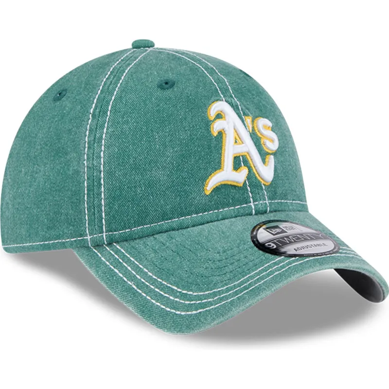 zielona-regulowana-czapka-z-zakrzywionym-daszkiem-9twenty-washed-contrast-oakland-athletics-mlb-new-era