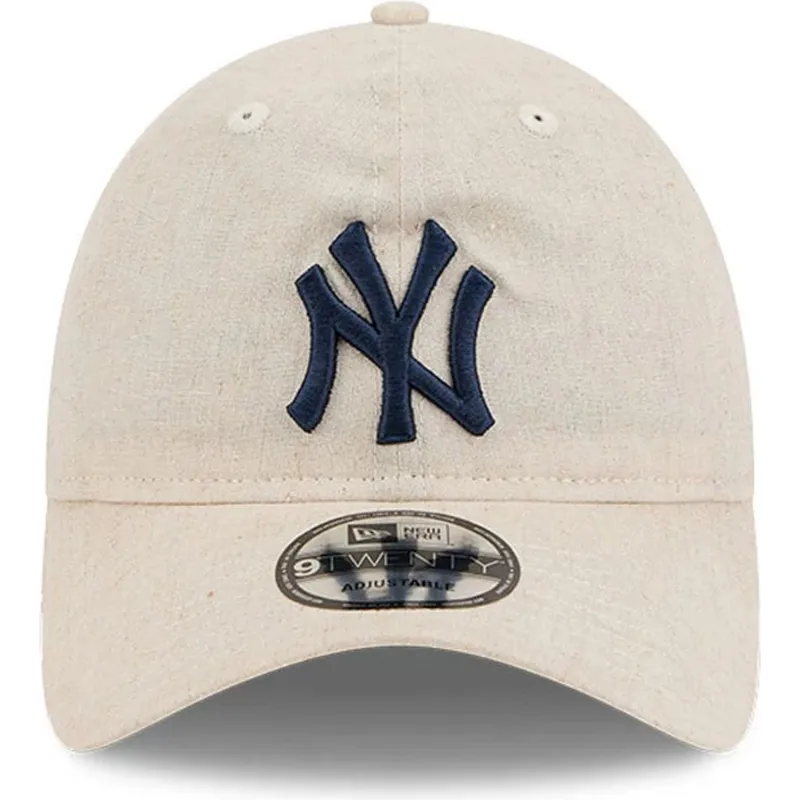 bezowa-regulowana-czapka-z-zakrzywionym-daszkiem-z-granatowym-logo-9twenty-linen-spring-training-fan-pack-2025-new-york-yankees-