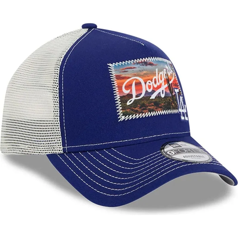 czapka-trucker-niebiesko-biala-9forty-a-frame-patch-spring-training-fan-pack-2025-los-angeles-dodgers-mlb-new-era