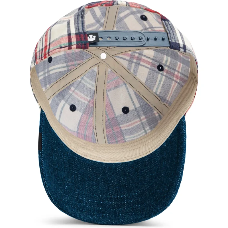 goorin-bros-curved-brim-raised-in-a-barn-papa-cap-madras-the-farm-navy-blue-and-red-snapback-cap