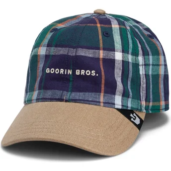 Goorin Bros. Curved Brim Hardly Working Papa Cap Madras The Farm Navy Blue and Brown Snapback Cap
