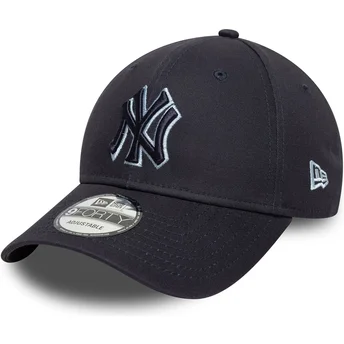 Regulowana granatowa czapka z zakrzywionym daszkiem z granatowym logo 9FORTY Team Outline New York Yankees MLB od New Era