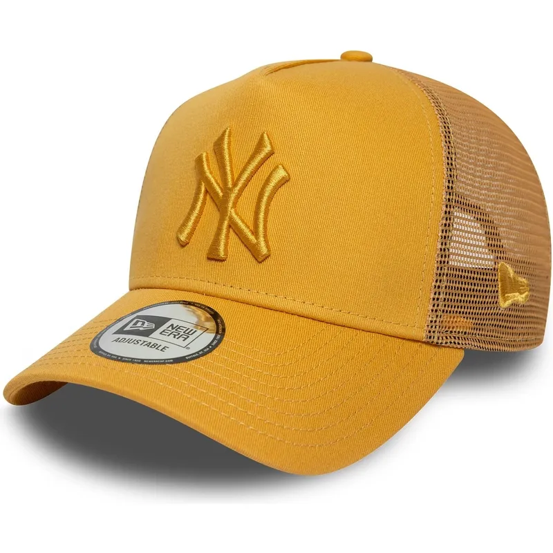 czapka-trucker-zolta-z-zoltym-logo-a-frame-league-essential-new-york-yankees-mlb-new-era