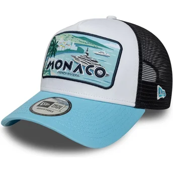 Czapka trucker biała, czarna i niebieska Monaco French Riviera A Frame Summer od New Era
