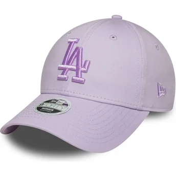 Fioletowa, regulowana czapka z daszkiem dla kobiet z fioletowym logo Los Angeles Dodgers MLB 9FORTY League Essential od New Era