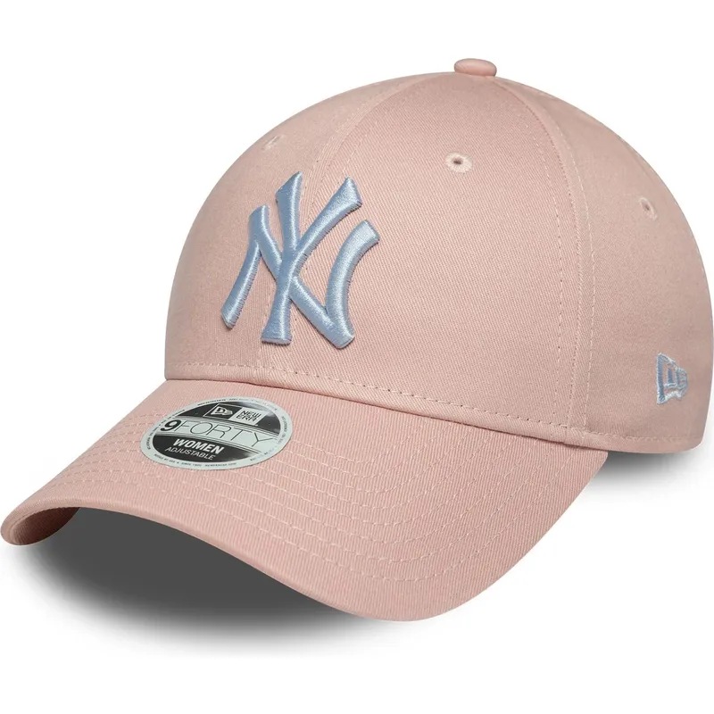 rozowa-regulowana-czapka-z-zakrzywionym-daszkiem-dla-kobiet-z-bialym-logo-9forty-league-essential-new-york-yankees-mlb-new-era