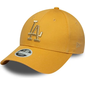 Damska żółta czapka z zakrzywionym daszkiem i regulacją 9FORTY Metallic Logo Los Angeles Dodgers MLB od New Era
