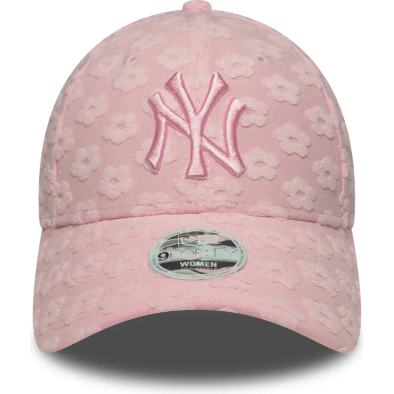 rozowa-regulowana-czapka-z-zakrzywionym-daszkiem-dla-kobiet-9forty-floral-towelling-new-york-yankees-mlb-new-era