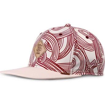 Snapback beżowo-czerwona czapka z daszkiem MA Pattern od Djinns