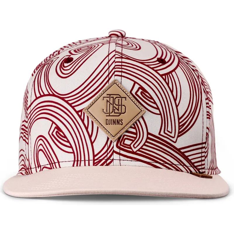 czapka-z-plaskim-daszkiem-bezowo-czerwona-snapback-ma-pattern-od-djinns