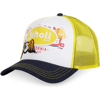 Czapka trucker biała, żółta i czarna PATCH od Von Dutch x Schott NYC