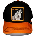 czarna-i-pomaranczowa-czapka-trucker-z-wilkiem-solo-wolf-fab-farm-od-goorin-bros