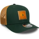 czapka-trucker-zielona-i-brazowa-9seventy-stretch-snap-debossed-logo-oakland-athletics-mlb-new-era