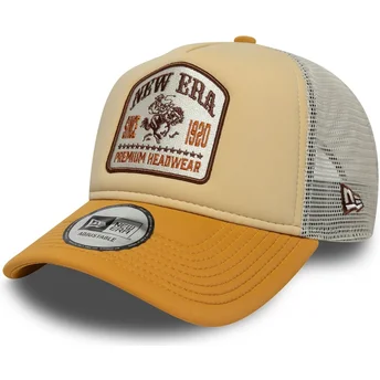 Beżowa czapka trucker A Frame z naszywką graficzną New Era