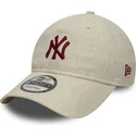 bezowa-czapka-z-zakrzywionym-daszkiem-regulowana-9twenty-linen-new-york-yankees-mlb-od-new-era