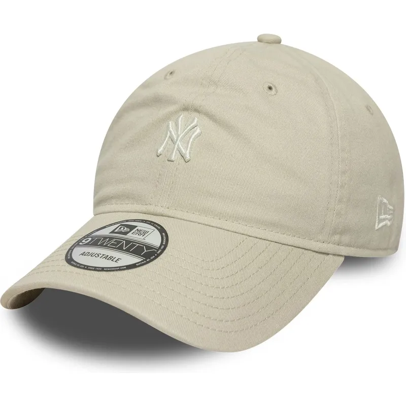 bezowa-czapka-z-zakrzywionym-daszkiem-regulowana-9twenty-mini-logo-washed-new-york-yankees-mlb-od-new-era