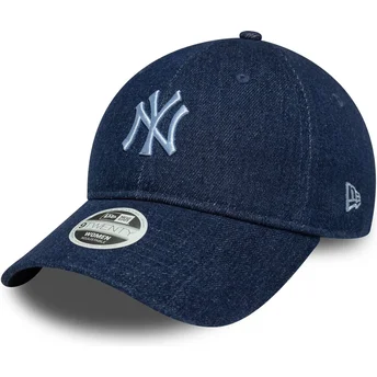 Regulowana granatowa czapka z daszkiem dla kobiet 9TWENTY Denim New York Yankees MLB od New Era