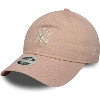 Różowa regulowana czapka z zakrzywionym daszkiem dla kobiet 9TWENTY Dye Denim New York Yankees MLB New Era