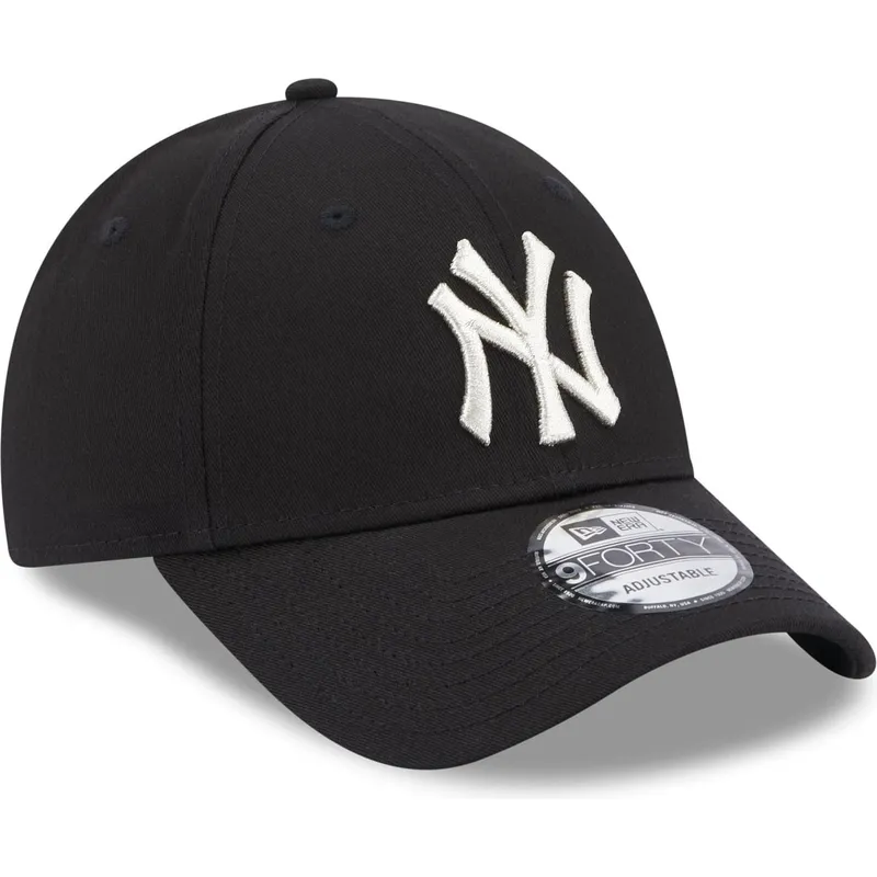 czarna-regulowana-czapka-z-zakrzywionym-daszkiem-dla-kobiet-9forty-metallic-logo-new-york-yankees-mlb-new-era
