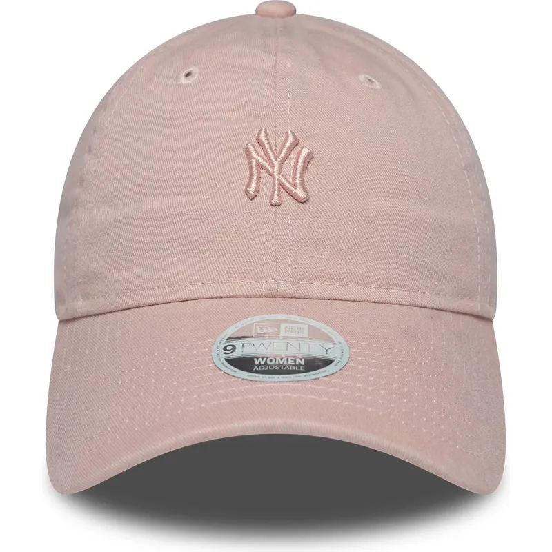 rozowa-regulowana-czapka-z-zakrzywionym-daszkiem-dla-kobiet-z-rozowym-logo-9twenty-mini-washed-new-york-yankees-mlb-new-era