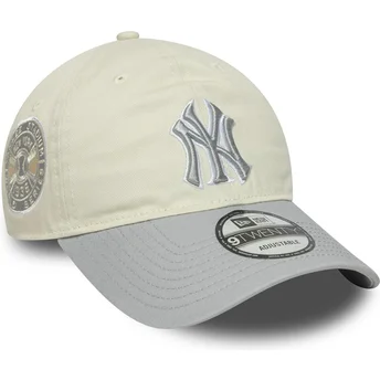 Beżowo-szara, regulowana czapka z daszkiem dla kobiet 9TWENTY World Series Cooperstown New York Yankees MLB od New Era