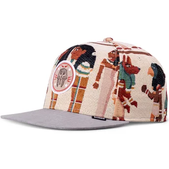 Czapka z daszkiem beżowo-szara snapback Tutanch Linen od Djinns